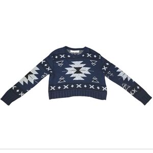 Jen's Pirate Booty Cropped Aztec Sweater Navy Size M